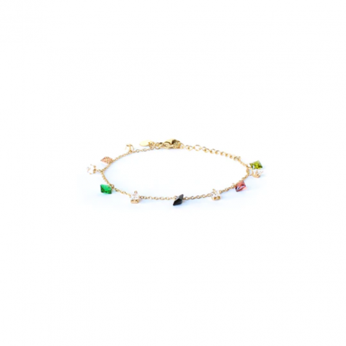 LOOM PULSERA CRISTALES MULTICOLOR DORADA