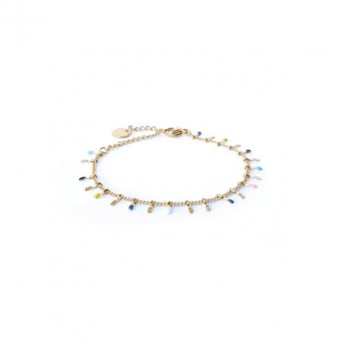 LOOM PULSERA PUNTITOS MULTICOLOR DORADA