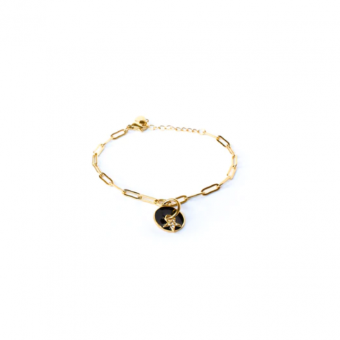 LOOM PULSERA MEDALLA ESMALTE NEGRO Y...